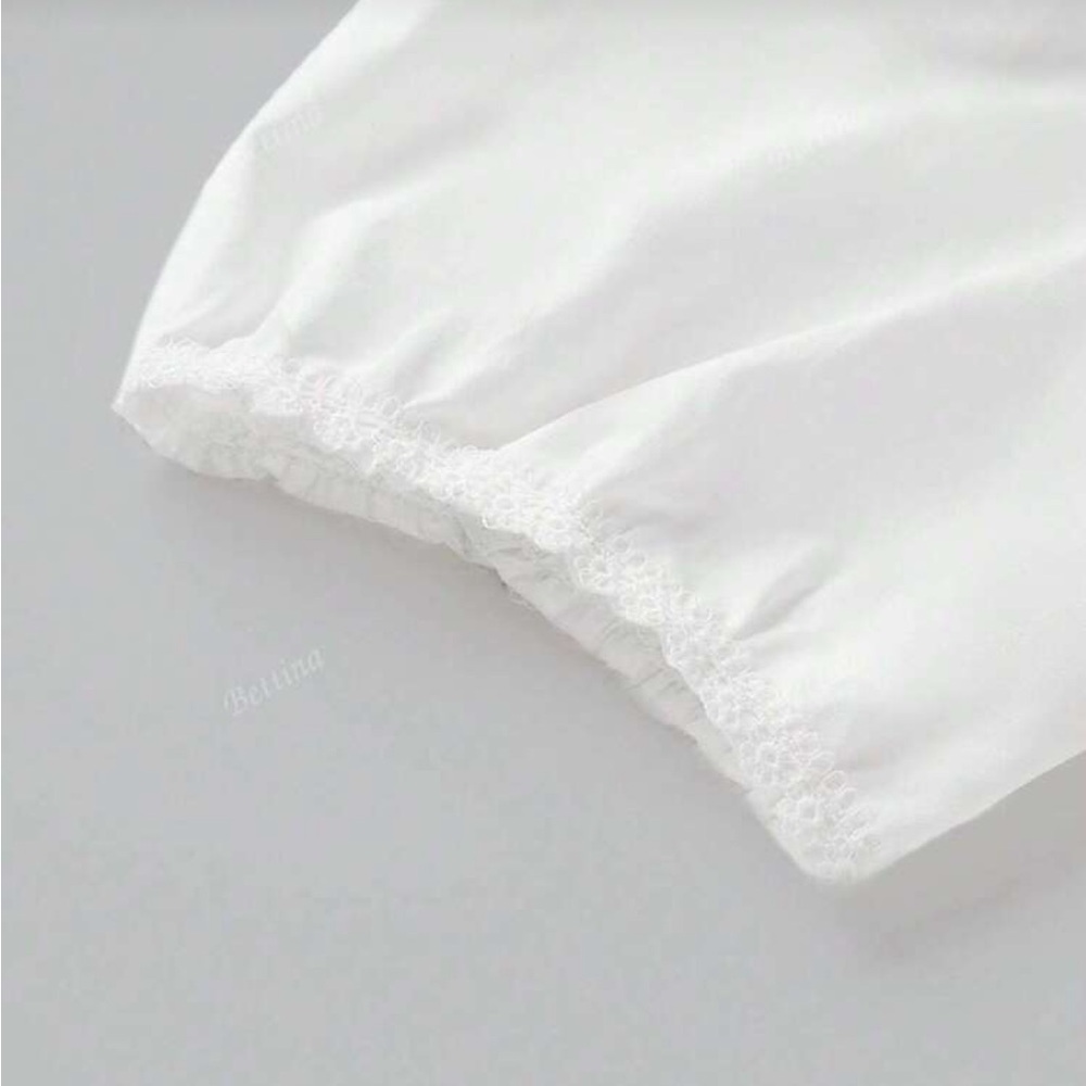 White Ruffled Women's Dirndl Oktoberfest Under Top - Picture 4 of 9